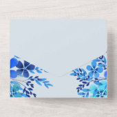 Blauwe Waterverf Bloemen Alles in één bruiloft Uit All In One Uitnodiging (Achterkant)