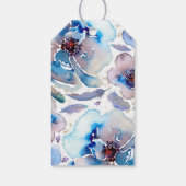 Blauwe Waterverf Bloemen Boho veren Bruiloft Cadeaulabel (Achterkant)