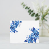 Blauwe Waterverf bloemen Briefkaart (Staand voorkant)