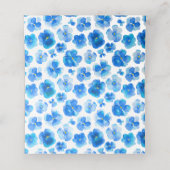 Blauwe waterverf bloemen bruiloft evenement plaats (Binnenkant ongevouwen)