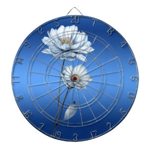 Blauwe Waterverf Bloemen Dartbord