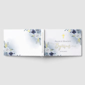 Blauwe waterverf Bloemen Doop Gastenboek (Volledig)