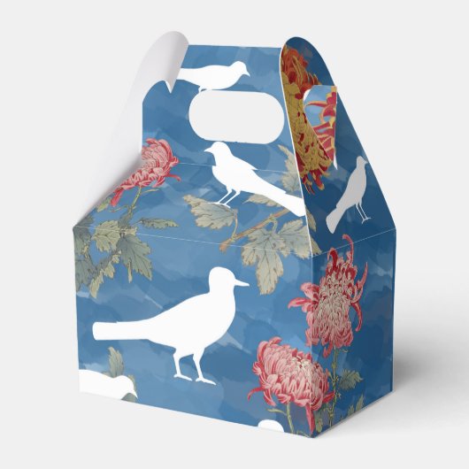 Blauwe Waterverf  bloemen en vogels Bedankdoosjes (Achterkant)