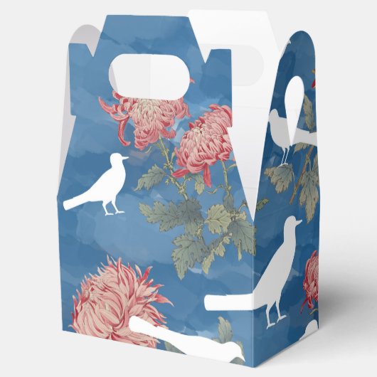 Blauwe Waterverf  bloemen en vogels Bedankdoosjes (Geopend)