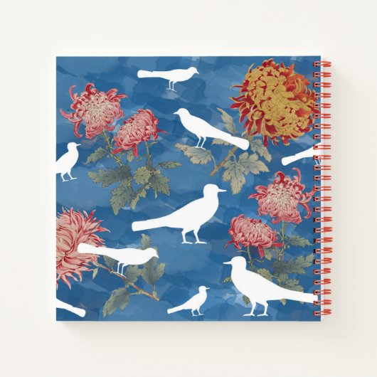 Blauwe Waterverf bloemen en vogels Notitieboek (Achterkant)
