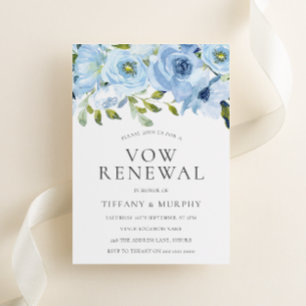 Blauwe Waterverf Bloemen Geloften Vernieuwing Jubi Kaart