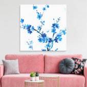 Blauwe Waterverf bloemen mooi Canvas Afdruk (Insitu (Woonkamer))