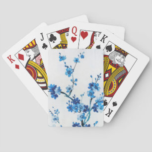 Blauwe Waterverf bloemen mooi Pokerkaarten