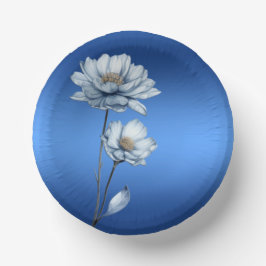 Blauwe Waterverf bloemen Papieren Kommen