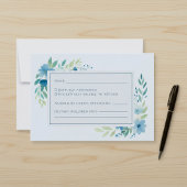 Blauwe Waterverf Bloemen RSVP Respons Kaart