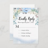 Blauwe Waterverf Bloemen RSVP Respons Kaarten (Voorkant / Achterkant)