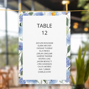 Blauwe Waterverf Bloemen Trouwstoel Grafiek Kaart