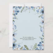 Blauwe Waterverf bloemenbruiloft Save the Date Kaa Kaart (Achterkant)