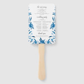 Blauwe Waterverf bloemenChinoiserie Trouwprogramma Handwaaier (Achterkant)