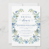 Blauwe waterverf bloemenkrans boho vrijgezellenfee kaart (Voorkant)