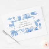 Blauwe Waterverf boeketlabels Rechthoekige Sticker (Envelop)