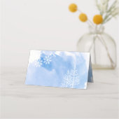 Blauwe waterverf & bomen winter bruiloft escort ka (Achterkant)