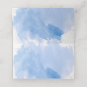 Blauwe waterverf & bomen winter bruiloft escort ka (Binnenkant ongevouwen)