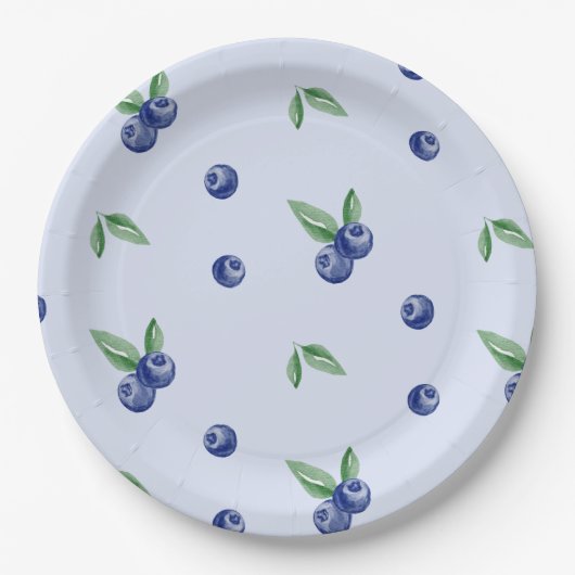 Blauwe Waterverf bosbes lieve verjaardag Papieren Bordje (Voorkant)