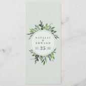 Blauwe waterverf botanische bruiloft menu (Achterkant)