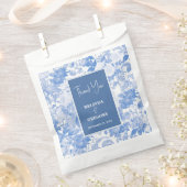 Blauwe Waterverf Botanische Florals Weddenschap Bedankzakje (Geknipt)