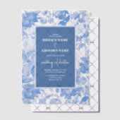 Blauwe Waterverf Botanische Florals Weddenschap Vellum Uitnodigingen (Offset (Uitnodiging))