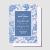 Blauwe Waterverf Botanische Florals Weddenschap Vellum Uitnodigingen (Offset)