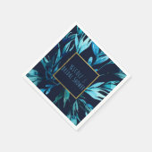 Blauwe Waterverf Botanische Glam Elegant Chique Bl Servetten (Hoek)