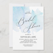 Blauwe Waterverf Bridal Shower Uitnodiging (Voorkant)