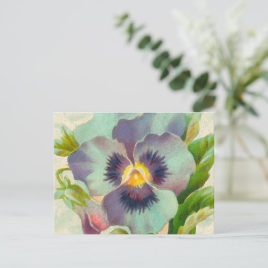 Blauwe  Waterverf Briefkaart (Staand voorkant)