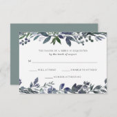 Blauwe Waterverf | Bruiloft RSVP (Voorkant / Achterkant)