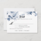 Blauwe Waterverf bruiloft RSVP met Maaltijdselecti (Voorkant)