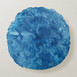 Blauwe Waterverf burst Rond Kussen
