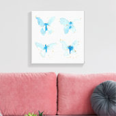 Blauwe Waterverf Butterflies Canvas Afdruk (Insitu (Woonkamer))