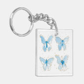 Blauwe Waterverf Butterflies Sleutelhanger (Voorkant Links)