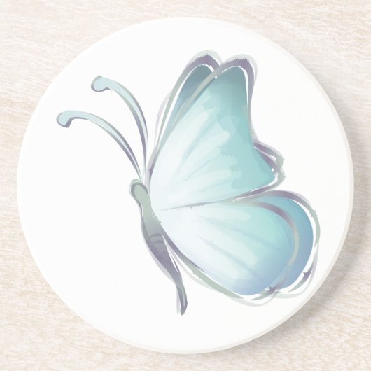 Blauwe Waterverf Butterflies Zandsteen Onderzetter (Voorkant)