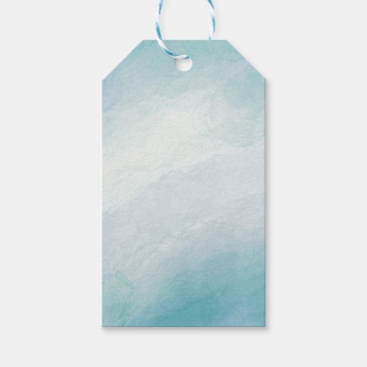 Blauwe waterverf cadeaulabel (Voorkant)