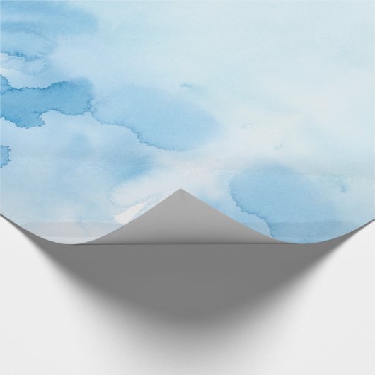Blauwe Waterverf Cadeaupapier (Hoek)