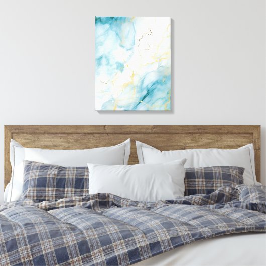 Blauwe waterverf canvas afdruk (Insitu (Slaapkamer))