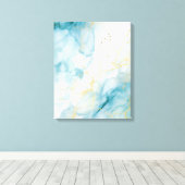 Blauwe waterverf canvas afdruk (Insitu (Houten vloer))