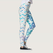 Blauwe waterverf chevron, polka dot leggings (Rechts)