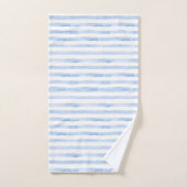 Blauwe Waterverf Chic Stripes Bad Handdoek (Handdoek)