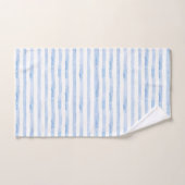 Blauwe Waterverf Chic Stripes Bad Handdoek (Handdoek)
