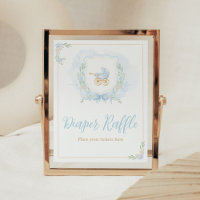 Blauwe Waterverf Crest Baby shower Luier Raffle