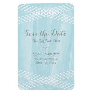 Blauwe Waterverf Deco Save the Date Magneet