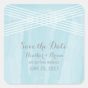 Blauwe Waterverf Deco Save the Date Vierkante Sticker