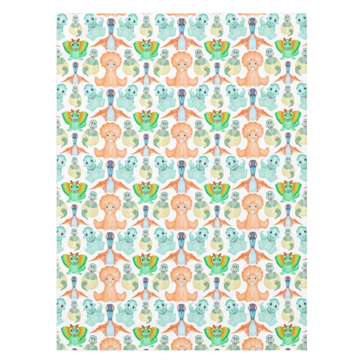 Blauwe Waterverf Dinosaur Birthday Baby shower Tafelkleed (Voorkant)