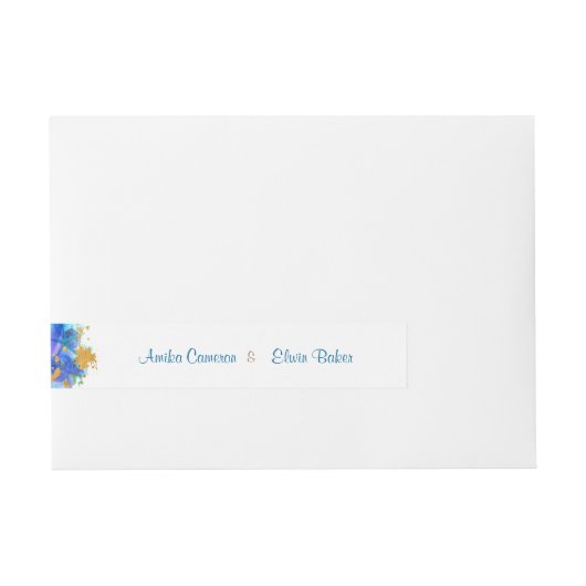 Blauwe Waterverf Dolfijn Retouradres Wrap Label Omwikkelbaar Adreslabel (Voorkant)