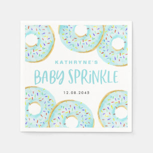 Blauwe Waterverf Donuts Baby shower Sprinkle Servet