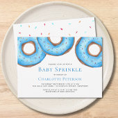 Blauwe Waterverf Donuts Baby Sprinkle Shower Kaart